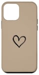 Coque pour iPhone 12 mini Beige sable foncé – Cœur mignon simple chic bohème dessiné à la main