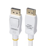 StarTech.com 6ft (1.8m) White VESA Certified DisplayPort 1.2 Cable, 4K 60Hz, 21.6Gbps, Latching DP Connectors, DP 1.2 Cable