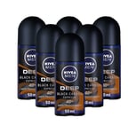 Nivea Men Deep Black Carbon Espresso Roll-On Deodorant Antibacterial 50ml