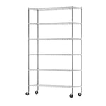 Furinno Wayar Étagère de Rangement en métal, 6 Niveaux, 122 cm de Haut, Chrome, Acier Inoxydable