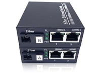 Elfcam® - Convertisseur Fibre Ethernet Équipé avec 1,25G SFP (Mini-GBIC) avec Fibre Optique SC Monomode Ports, Jusqu'à Une Distance de 20km, 2 Ports RJ45 * 2 Ports RJ45