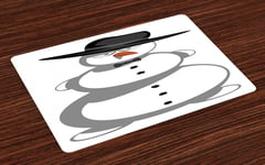 Snowman Place Mats Set of 4 Man in a Hat and a Bow Tie