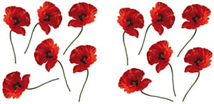 Lot de 2 Stickers Muraux 11x10cm, Photo de Coquelicot Rouge x12 - Décoration Intérieure Autocollante pour Murs.