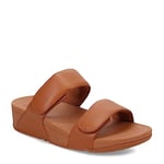 Fitflop Women's Lulu Adjustable Leather Slides Sandal, Light Tan, 7 UK