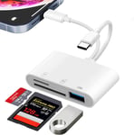 Lecteur De Carte Sd Usb C Pour Iphone Ipad, Lecteur De Carte Sd 3 En 2 Avec Sd/Microsd/Usb3.0 3 Emplacements, Adaptateur Usb C Otg, Lecteur De Carte Mémoire, Lecteur De Carte Pour