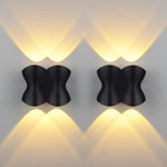 Groofoo - 2 Pack Applique Murale Interieur led IP54 Etanche Exterieur Applique Murale 4W Chambre Salon Murale Lampe 220v Blanc Chaud Source 3200K