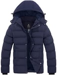 Wantdo Homme Parka Hiver à Capuche Détachable Manteau Hiver Casual Parka Epaisse Chaude Slim Fit Veste en Coton Manteau Longue Bleu XL