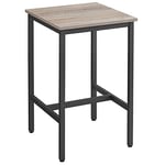 VASAGLE Table Haute, Table de Bar Carrée, Cadre en Acier, 60 x 60 x 92 cm, Montage Facile, pour Cuisine, Salon, Style Industriel, Grège et Noir LBT025B02