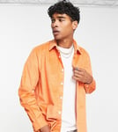 ASOS DESIGN Mens MADE IN KENYA oversized cord shirt in rust-Orange - Size Medium