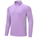 Rdruko Mens 1/4 Zip Sweatshirt Long Sleeve Breathable Quick Dry Running Sport Gym Tops UV Sun Protection Swimming Fishing T Shirts Light Purple XL