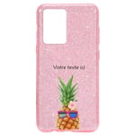 Coque Iphone 12 PRO MAX paillettes rose ananas lunettes personnalisee