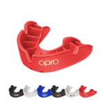 OPRO Bronze Level Protège-dents sport pour adultes et jeunes avec étui, bouclier de gomme pour hockey, crosse, rugby, MMA, boxe et autres sports de contact et de combat (Rouge, adulte)