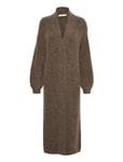 Alphagz Long Cardigan Tops Knitwear Cardigans Brown Gestuz