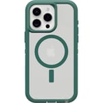 OtterBox iPhone 15 Pro MAX (Only) Defender Series XT Clear Case - VELVET EVERGREEN (Clear), screenless, rugged, snaps to MagSafe, lanyard attachment