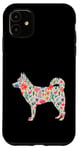 Coque pour iPhone 11 Motif fleurs aquarelle Klee Kai de l'Alaska