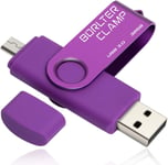 Clé Usb 32 Go, 2 En 1 Otg Usb 3.0 Mémoire Stick, Pivotant U Disque Avec Port Micro Usb Pour Smartphone Android, Tablette Et Ordinateur (Violet)