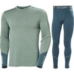 Helly Hansen Lifa Midweight Merino Crew, set, Herr, Cactus/Mörkturkos