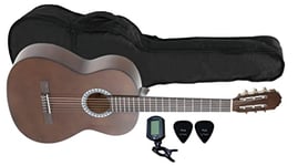 GEWApure Guitare classique BASIC SET 4/4 noyer, avec housse, accordeur Clip et 2 médiators