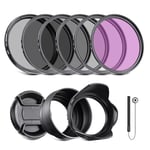 NEEWER 55mm Pack de Filtres ND et Accessoires d'objectif, Kit de Filtres ND2 ND4 ND8 UV FLD CPL (Polarisant Circulaire) avec Capuchon d'objectif