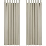 Deconovo Lot de 2 Rideaux Occultants Lot de 2 Rideau Porte Fenetre à Pattes 140x175cm Isolant Thermique Anti Froid Beige