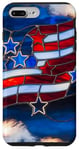 iPhone 7 Plus/8 Plus Red White Blue -Stars Stained Glass American Flag Case