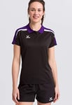 Erima Femme Liga 2.0 Polo, Noir/Dark Violet/Blanc, 40 EU