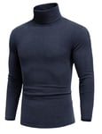 COOFANDY Chemise à col roulé Pull d'hiver pour Homme Pull à col roulé Thermique Maillot de Corps Slim fit Bleu Persan L