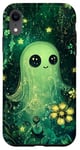 Coque pour iPhone XR Vert Floral Fantôme Effrayant Esthétique Vert