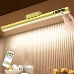 Hapfish Reglette LED Cuisine Sans Fil avec Detecteur Mouvement, 4000mAh Lampe de Bureau Rechargeable USB, Lumiere Magnétique avec Télécommande, Eclairage Murale pour Placard, Tableau, Miroir, Armoire