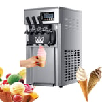 Commercial Soft Ice Cream Machine,1200W Food Grade Stainless Steel Automatic Desktop Ice Cream Maker with LCD Control,3 Flavors,18L/H,3L*2/Large Capacity,for Restaurants Snack Bar Supermarkets