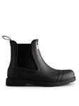 Hunter Mens Commando Chelsea Boot Wellie - Black, Black, Size 7, Men