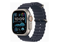 Apple Watch Ultra 2 - 49 Mm - Naturlig Titan - Smart Klocka Med Ocean-Armband - Fluorelastomer - Marin - Handledsstorlek: 130-200 Mm - 64 Gb - Lte, Wi-Fi 4, Uwb, Bluetooth - 4G - 61,4 G