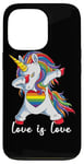 Coque pour iPhone 13 Pro Rainbow Unicorn Love Is Love Is Love LGBT LGBTQ Gay Lesbian Pride