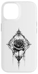 Coque pour iPhone 14 Rose noire avec cadre - Gothique