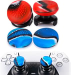 Fps Bâton Prises De Pouce Thumbstick Grip Et Prolongateur Texture 3d Caoutchouc Silicone Poignée Couvrir 4 Ensembles Pour Ps5 Dualsenese & Ps4 Manette (Camouflage Bleu+Rouge Camouflage)