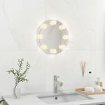 Torana - Miroir mural sans cadre avec lampes led Rond Verre