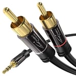 KabelDirekt - 0,5m - Câble adaptateur RCA/3,5 mm vers 2 mâles (câble audio splitter Y, pour connecter les smartphones/ordinateurs portables et autres équipements aux systèmes Hi-Fi/hauts-parleurs)