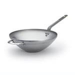 De Buyer - Wok à queue en tôle d'acier MINERAL B avec anse face à queue - Diamètre 32 cm - 5618.32