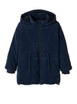 VERTBAUDET Doudoune longue à capuche fille doublée sherpa BLUE DARK 2A