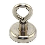 Aimant de Serrage de Ferrite Avec Boulon á Œil M6 Pour Suspendre, Tenir Ou Afficher Des Articles - 32mm de diamètre x 45mm de Haut - 5,8kg - Nord