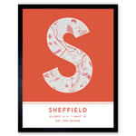 Sheffield England United Kingdom City Map Modern Typography Stylish Letter Framed Word Wall Art Print Poster for Home Décor