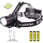 USB-laddningsbar pannlampa XHP90.2 LED Superljus 20000 lumen Pannlampa med COB-belysning Zoombar larmljus