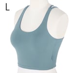 (Blue‑Green L)Women Cross Back Sport Bras Girl Sports Bras For Yoga Fitness SLS