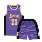 Lakers #23 Lebron James Tröja Nr 23 Basket Uniform Set Barn Vuxna Barn lila L (140-150 cm)