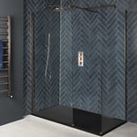 Amara - Douche Italienne d'Angle avec Receveur à Effet Texturé Anthracite – 120cm x 90cm – Cuivre Brossé - Hudson Reed