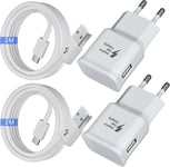 2-Pack Chargeurs Usb,Chargeur Rapide Avec Câble De Charge De 2m,Type C Adaptateur Telephone Pour Galaxy S10 S10+ S10e S9 S9+ S8 S8 Plus A54 A53 A51 A34 A20e A14 A13 M54 M53 M34 M33 M14 M13