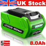 8Ah Li-ion 40V Battery/Charger For GreenWorks G-MAX 40V 29472 29462 20292 24252