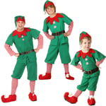 Jultomtens vuxna barn tomtenisse kostymhjälpare utklädningskläder familjefest cosplay Boys 8-9 Years