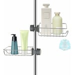 Heguyey - 2x Étagère Douche Sans Percage Inox, Étagère Salle de Bain Télescopique Inoxydable, Tablette Support Douche, Porte Savon Barre Douche,