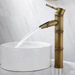 Robinet Bambou Haut,Mitigeur Cascade Lavabo Robinet de Lavabo Mitigeur, Robinetterie Monotrou Eau chaude et froide Disponible, Robinet Salle Bain bronze.